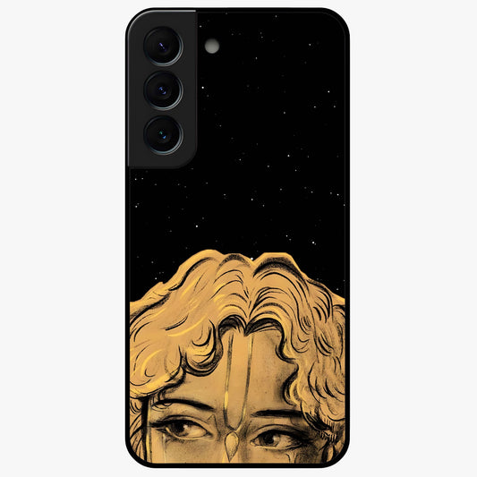 Shri Krishna Art Glass Case showing flat back view with devotional Krishna artwork and glossy glass finish.