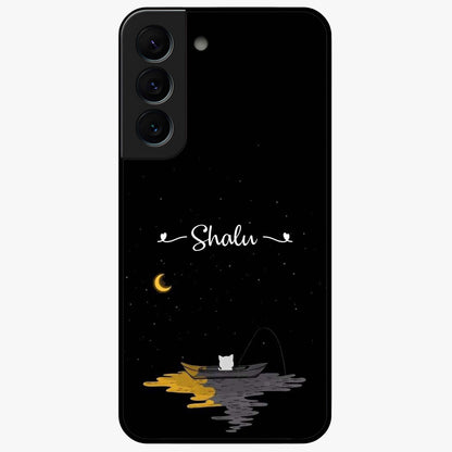 Silent Night Row Glass Case showing flat back view with calm night themed artwork and glossy glass finish.
