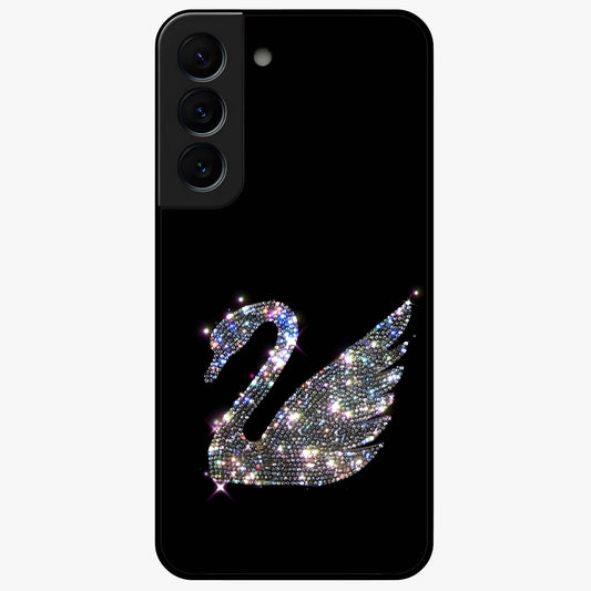 Starlit Swan Grace Glass Case showing flat back view with graceful swan artwork under starry sky and glossy glass finish.