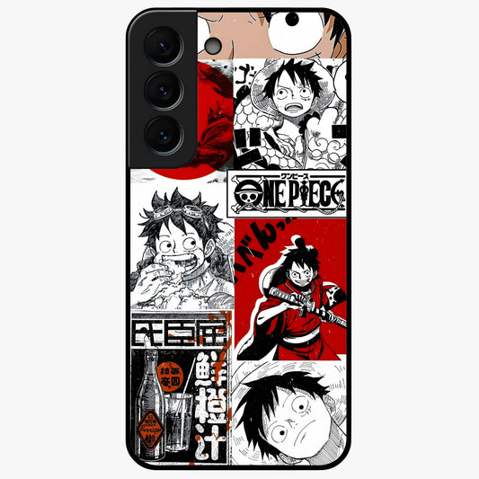 Strawhat Chaos Panels Glass Case showing flat back view with anime inspired chaos panel artwork and glossy glass finish.