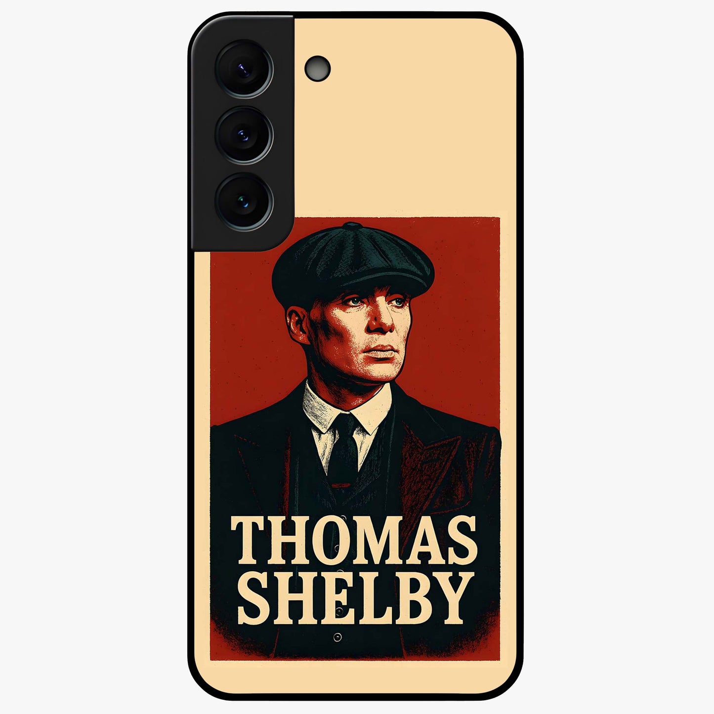 Vintage Mafia Authority Glass Case showing flat back view with bold vintage mafia inspired artwork and glossy glass finish.