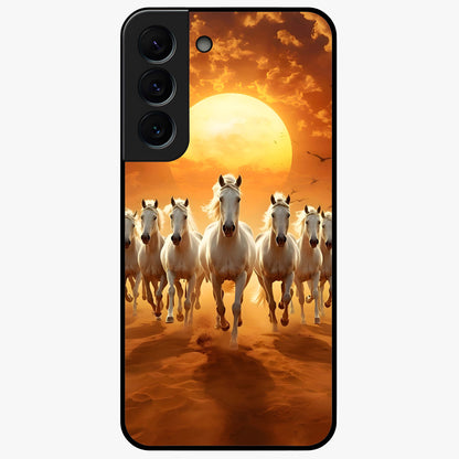 Wild Sunset Majesty Glass Case showing flat back view with majestic sunset landscape artwork and glossy glass finish.