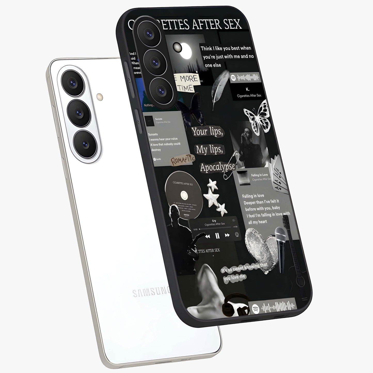 Midnight Love Echo Glass Case displayed in angled mockup highlighting elegant love inspired design with deep aesthetic style.