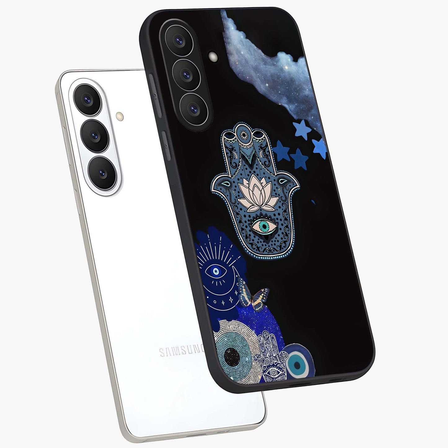 Mystic Hand Aura Glass Case displayed in angled mockup highlighting magical aura design with spiritual aesthetic style.