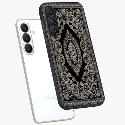 Noir Bloom Elegance Glass Case displayed in angled mockup highlighting refined flower design with stylish noir aesthetic.
