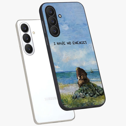 Peace Beyond War Glass Case displayed in angled mockup highlighting meaningful message design with artistic aesthetic style.