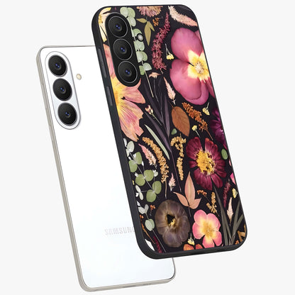 Petal Dream Tapestry Glass Case displayed in angled mockup highlighting decorative petal pattern with elegant botanical aesthetic.