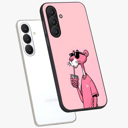 Pink Panther Glass Case displayed in angled mockup highlighting playful cartoon character design with vibrant pink aesthetic.