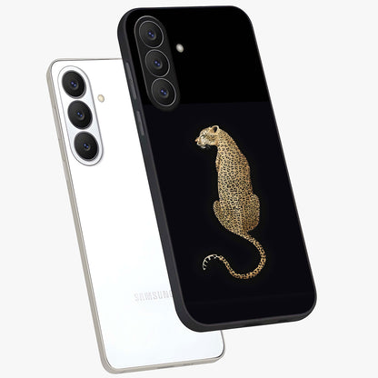 Regal Leopard Glass Case displayed in angled mockup highlighting powerful animal illustration with stylish wild aesthetic.
