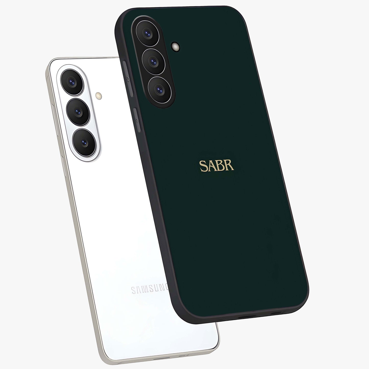 Sabr Minimal Patience Glass Case displayed in angled mockup highlighting simple inspirational design with clean aesthetic style.