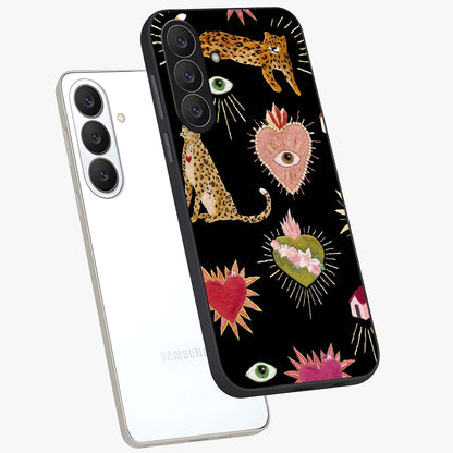 Sacred Jungle Heart Glass Case displayed in angled mockup highlighting lush tropical design with natural aesthetic style.