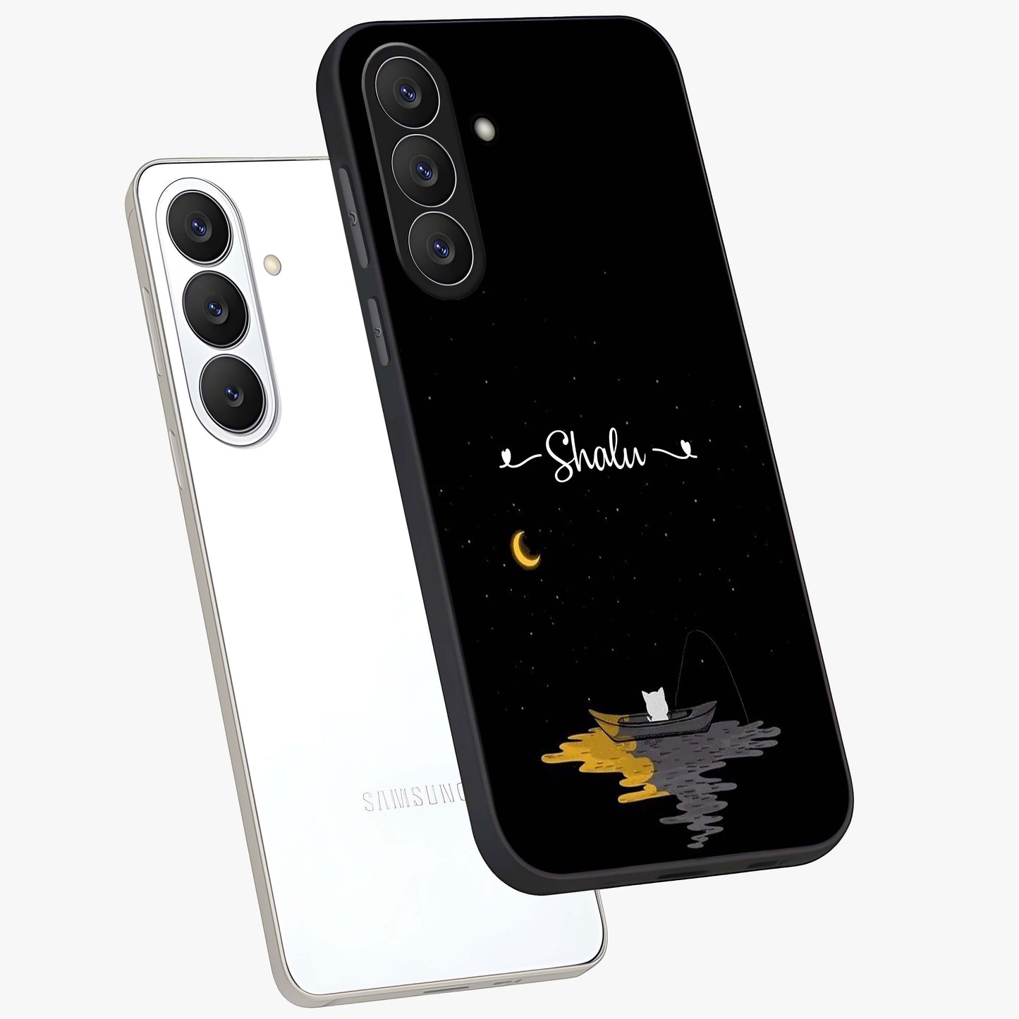 Silent Night Row Glass Case displayed in angled mockup highlighting peaceful evening design with dreamy night aesthetic.