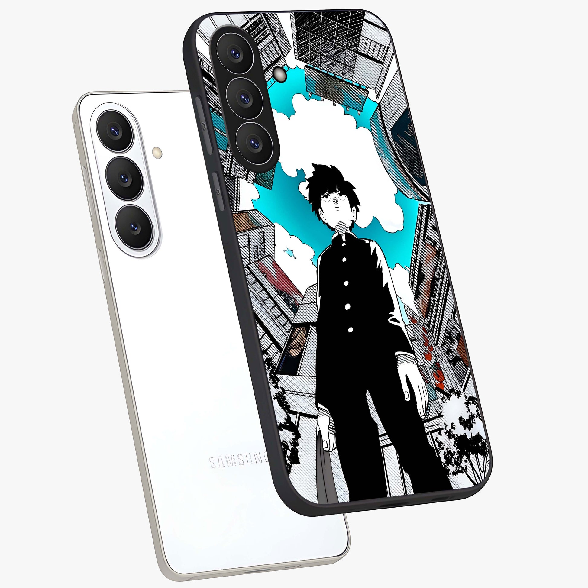 Silent Psychic Awakening Glass Case displayed in angled mockup highlighting spiritual awakening design with cosmic aesthetic.