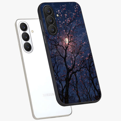 Twilight Sakura Serenade Glass Case displayed in angled mockup highlighting delicate sakura flower design with dreamy aesthetic.