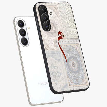 White Aesthetic Bow Glass Case displayed in angled mockup highlighting clean bow design with soft aesthetic style.