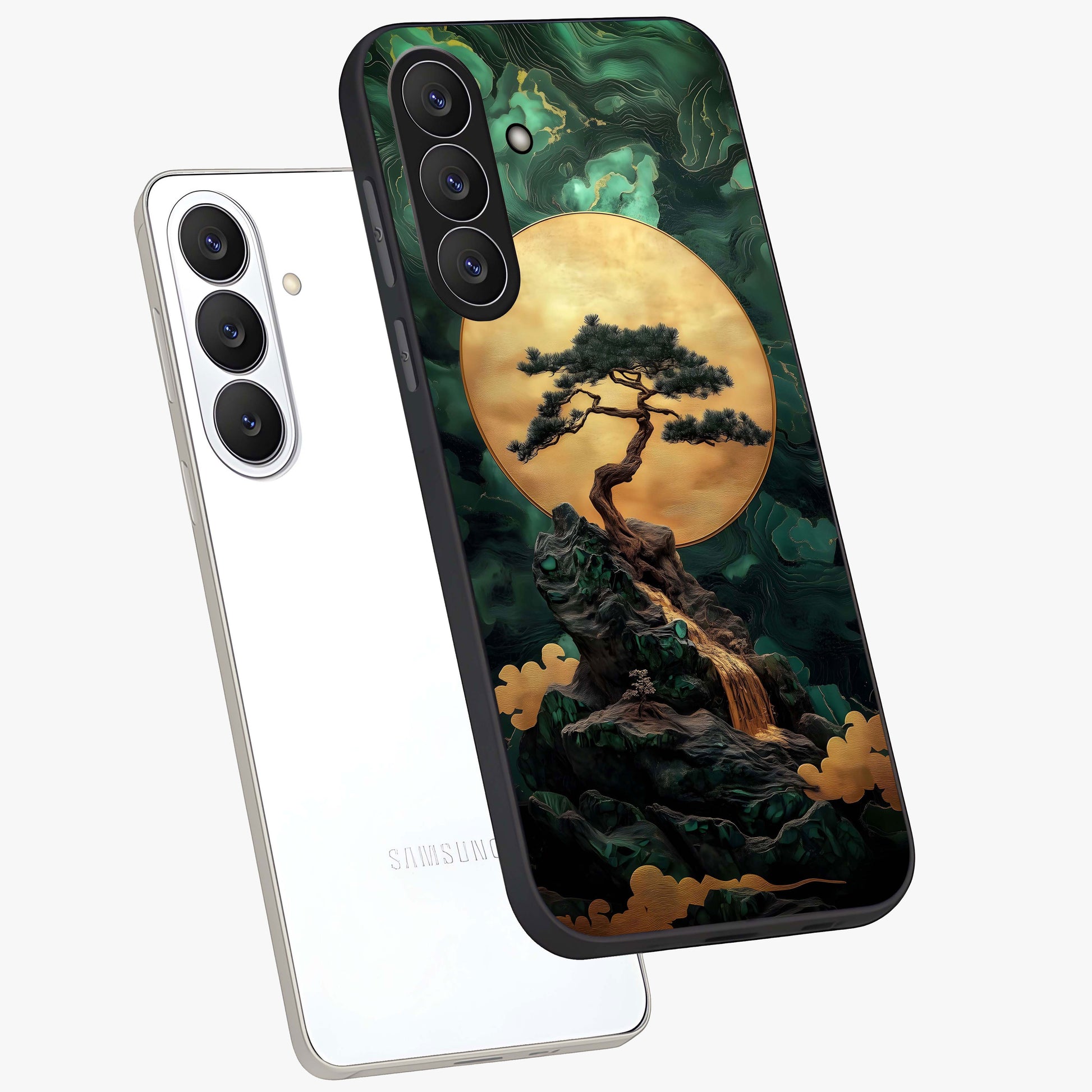 Zen Moon Rise Glass Case displayed in angled mockup highlighting peaceful lunar design with zen aesthetic style.