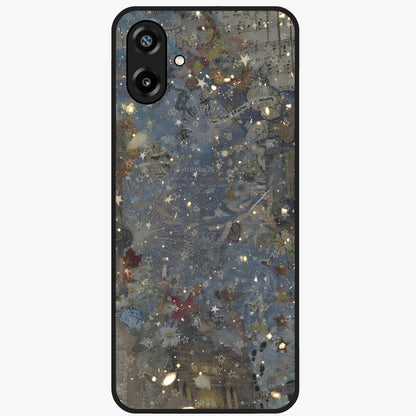 Aesthetic Astrolophia Glass Case showing flat back view with dreamy aesthetic design and glossy glass finish.