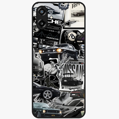 Aesthetic Dark Love Glass Case showing flat back view with dark romantic artwork and glossy glass finish.