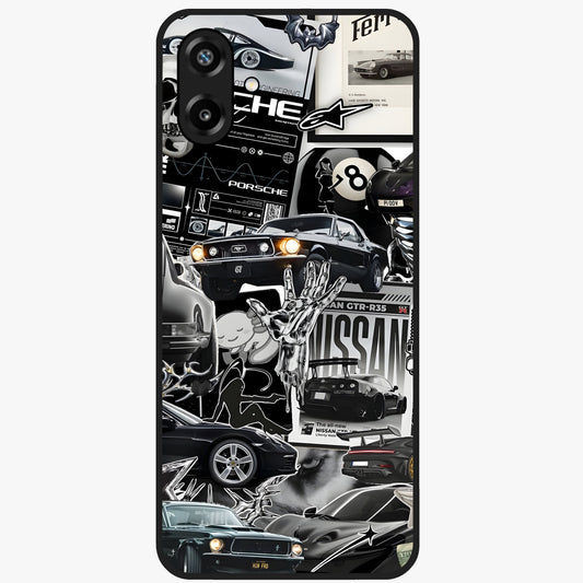 Aesthetic Dark Love Glass Case showing flat back view with dark romantic artwork and glossy glass finish.