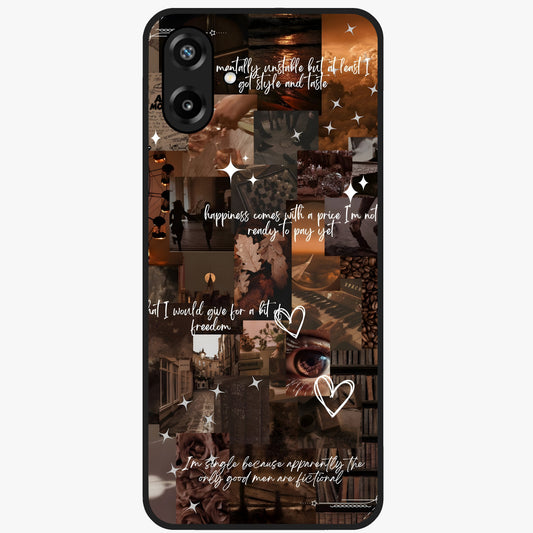 Bittersweet Aesthetic Chaos Glass Case showing flat back view with artistic chaotic aesthetic design and glossy glass finish.
