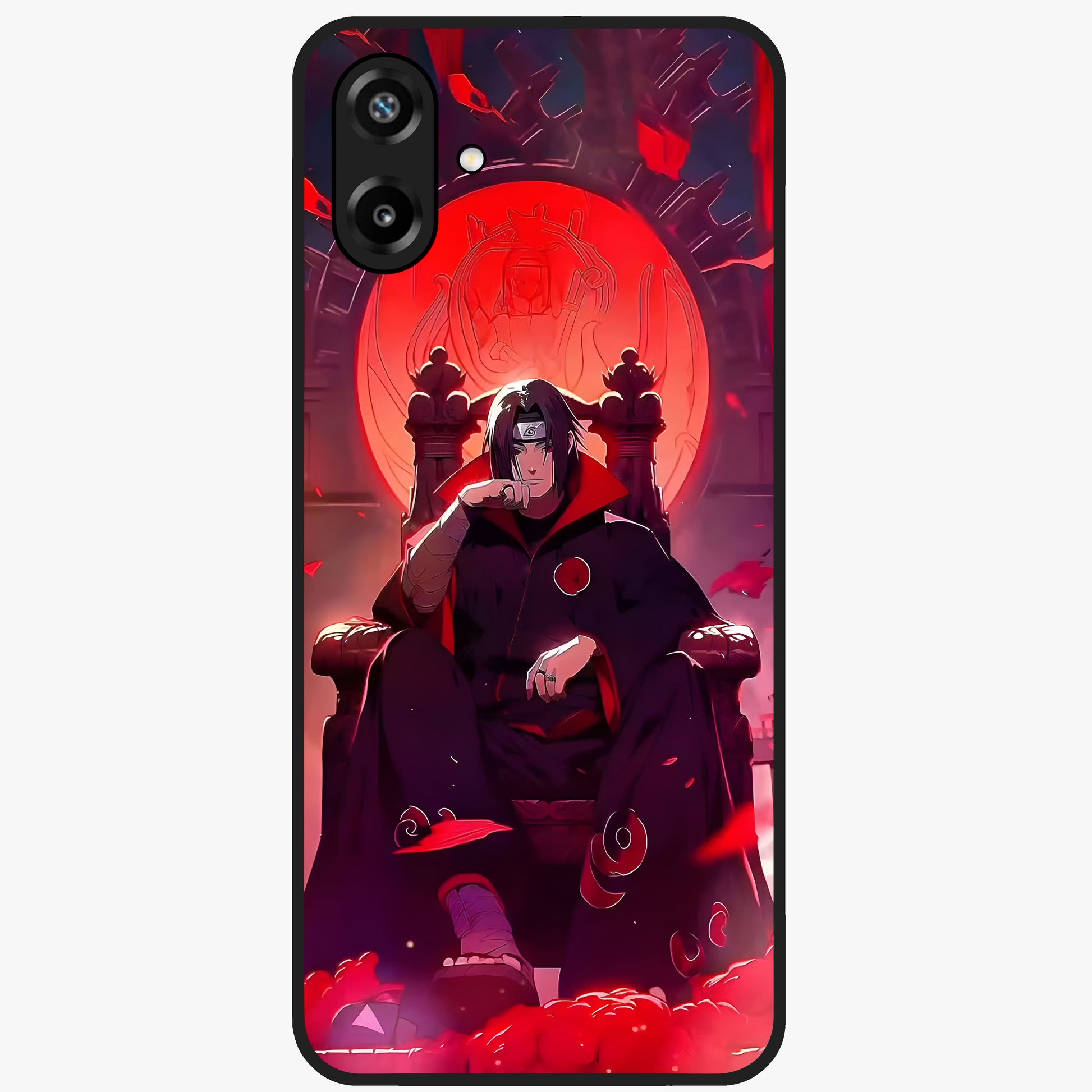 Blood Moon Sovereign Glass Case showing flat back view with mystical blood moon artwork and glossy glass finish.