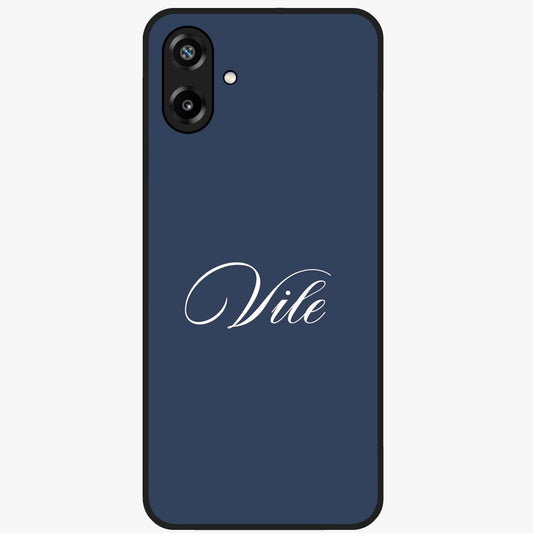 Blue Background Personalized Custom Name Glass Case showing flat back view with minimal blue background and custom name design.