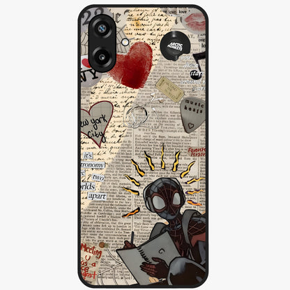 City Dream Sketch Glass Case showing flat back view with artistic city skyline sketch artwork and glossy glass finish.