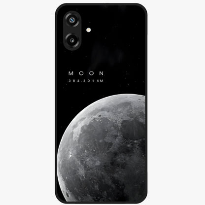 Cosmic Moon Glow Glass Case showing flat back view with glowing moon artwork and glossy glass finish.