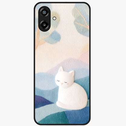 Cotton Dream Cat Glass Case showing flat back view with soft dreamy cat artwork and glossy glass finish.