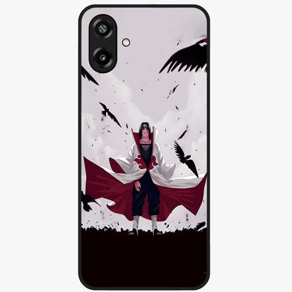 Crimson Crow Ascension Glass Case showing flat back view with mystical crow artwork and glossy glass finish.
