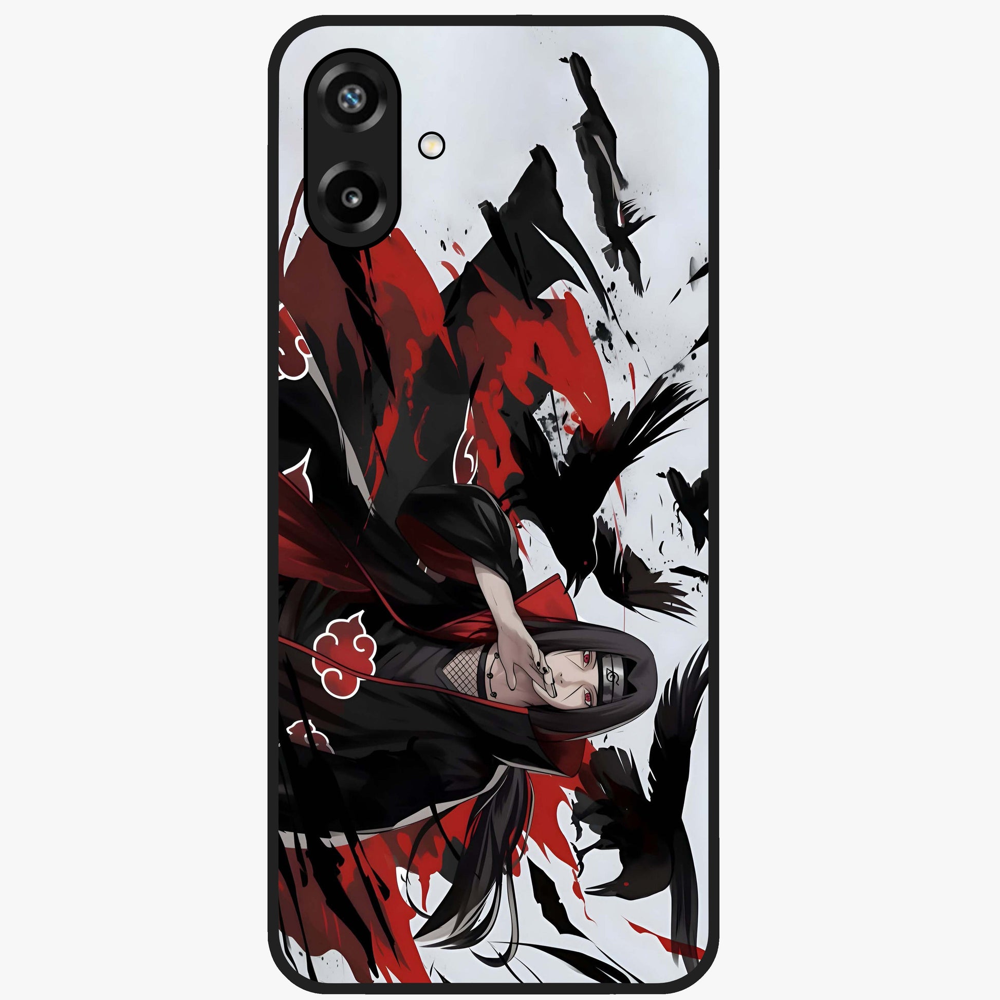 Crimson Crow Illusion Glass Case showing flat back view with artistic crow illusion artwork and glossy glass finish.