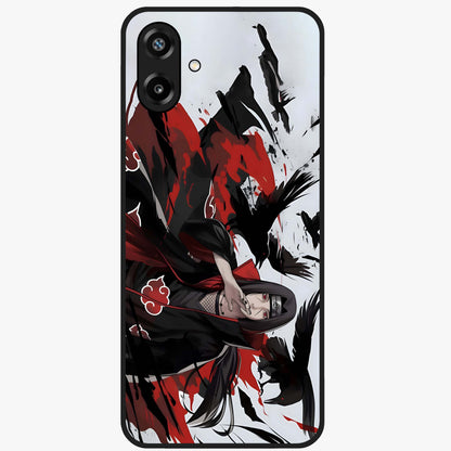 Crimson Crow Illusion Glass Case showing flat back view with artistic crow illusion artwork and glossy glass finish.