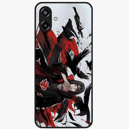 Crimson Crow Illusion Glass Case showing flat back view with artistic crow illusion artwork and glossy glass finish.