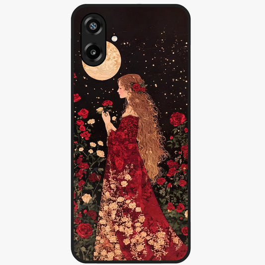 Crimson Dreams Glass Case showing flat back view with dreamy crimson artwork and glossy glass finish.