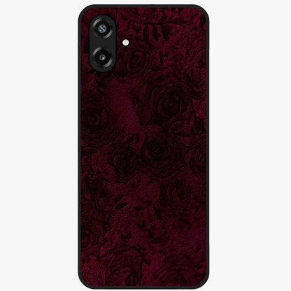 Crimson Fade Flow Glass Case showing flat back view with flowing crimson gradient artwork and glossy glass finish.