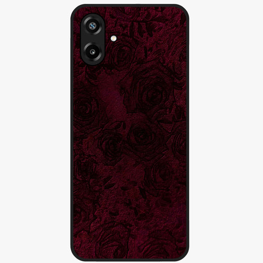 Crimson Fade Flow Glass Case showing flat back view with flowing crimson gradient artwork and glossy glass finish.