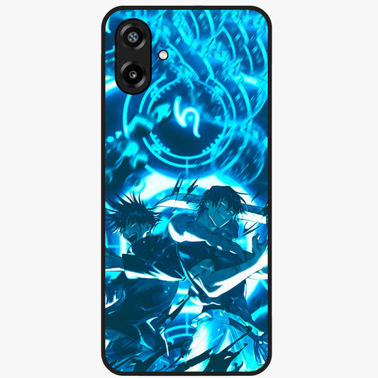 Cursed Energy Clash Glass Case showing flat back view with intense cursed energy artwork and glossy glass finish.