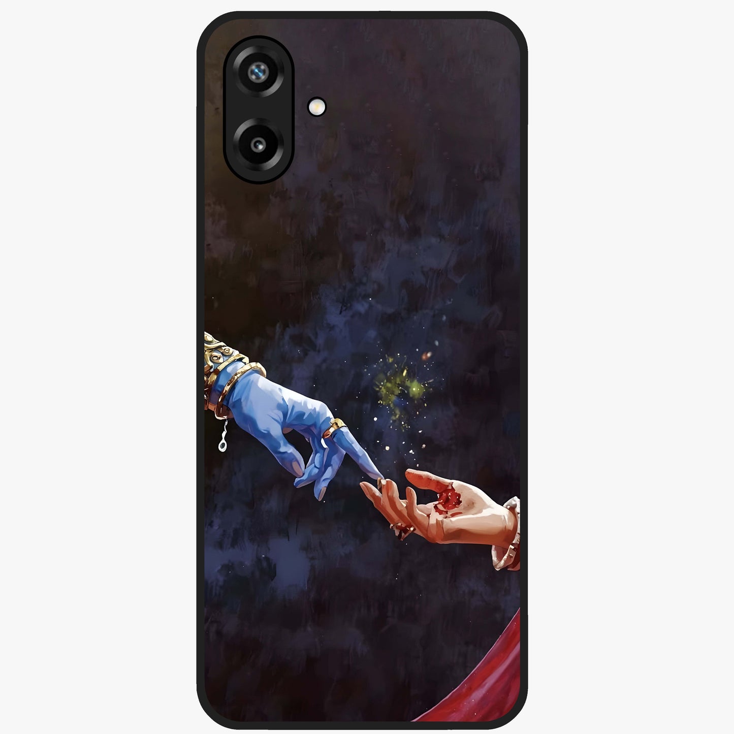 Divine Touch Eternal Glass Case showing flat back view with spiritual themed artwork and glossy glass finish.