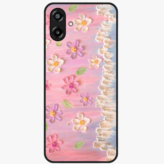 Dreamy Painted Garden Glass Case showing flat back view with artistic painted floral garden artwork and glossy glass finish.
