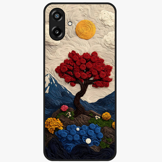 Eternal Nature Tapestry Glass Case showing flat back view with intricate nature tapestry artwork and glossy glass finish.