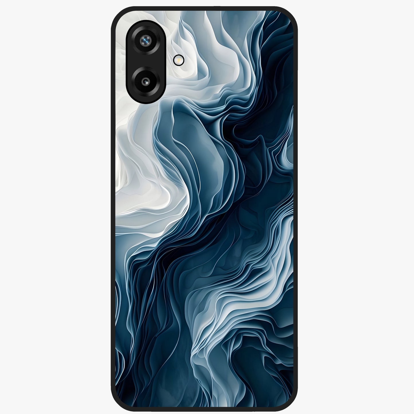 Ethereal Paper Marble Glass Case showing flat back view with soft marble paper texture artwork and glossy glass finish.