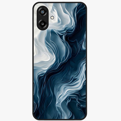 Ethereal Paper Marble Glass Case showing flat back view with soft marble paper texture artwork and glossy glass finish.