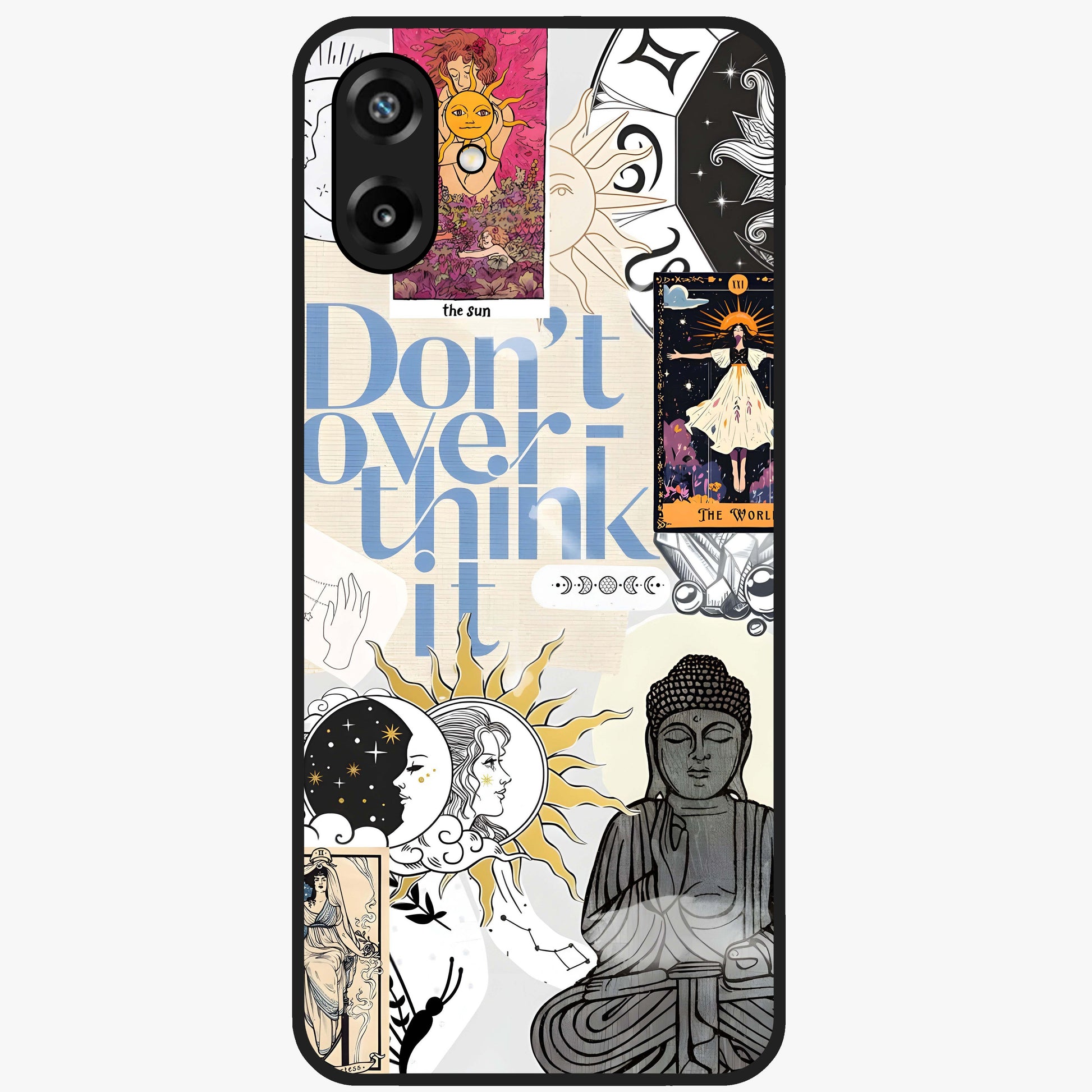 Ethereal Thoughts Glass Case showing flat back view with dreamy artistic artwork and glossy glass finish.
