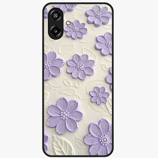 Floral Wall Art With Purple Flowers Glass Case showing flat back view with purple flower artwork and glossy glass finish.
