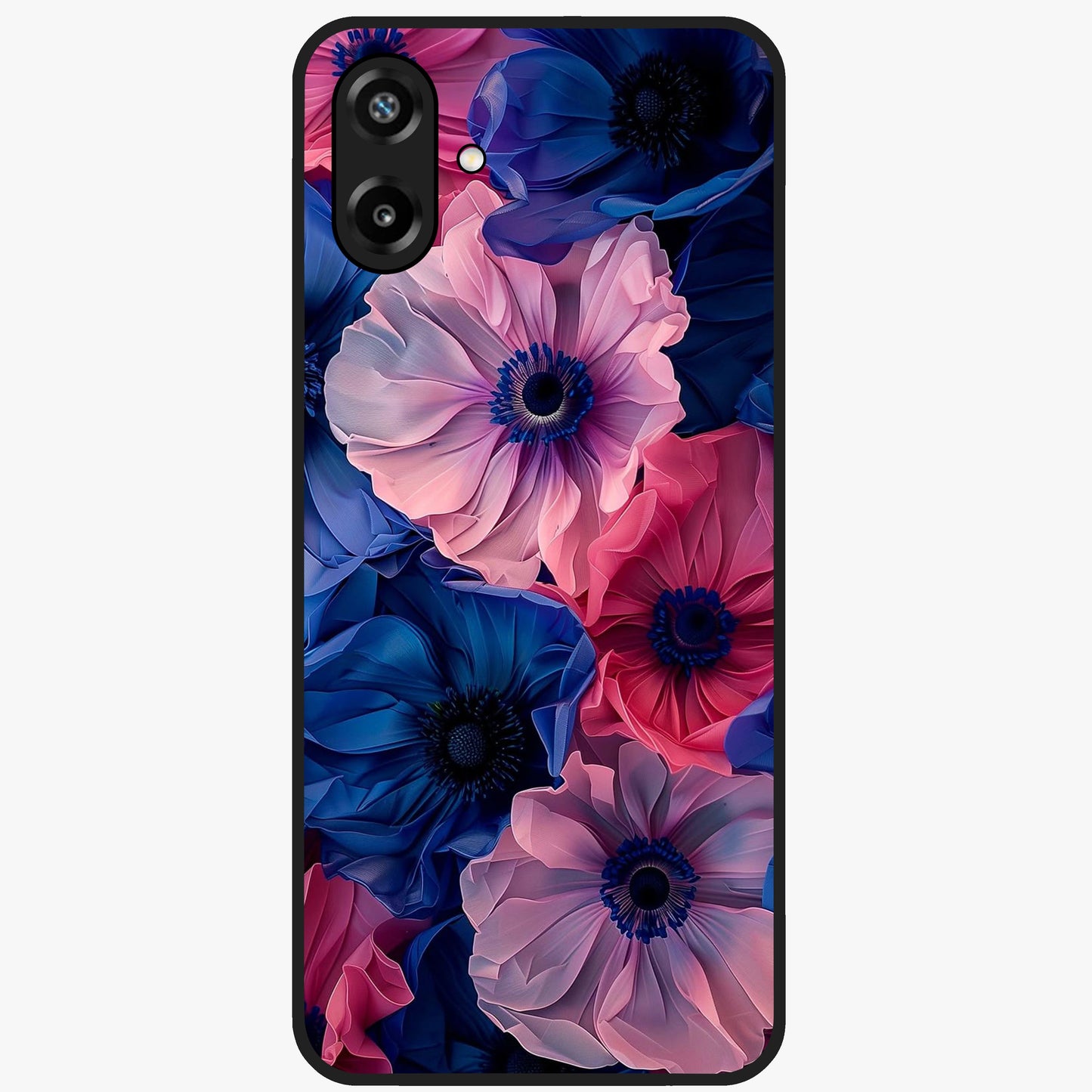 Flower Paper Art Pattern Glass Case showing flat back view with paper cut style floral artwork and glossy glass finish.