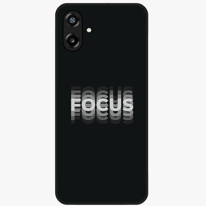 Focus Mode On Glass Case showing flat back view with bold motivational typography design and glossy glass finish.