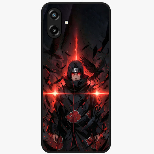Focused Blade Discipline Glass Case showing flat back view with warrior sword themed artwork and glossy glass finish.