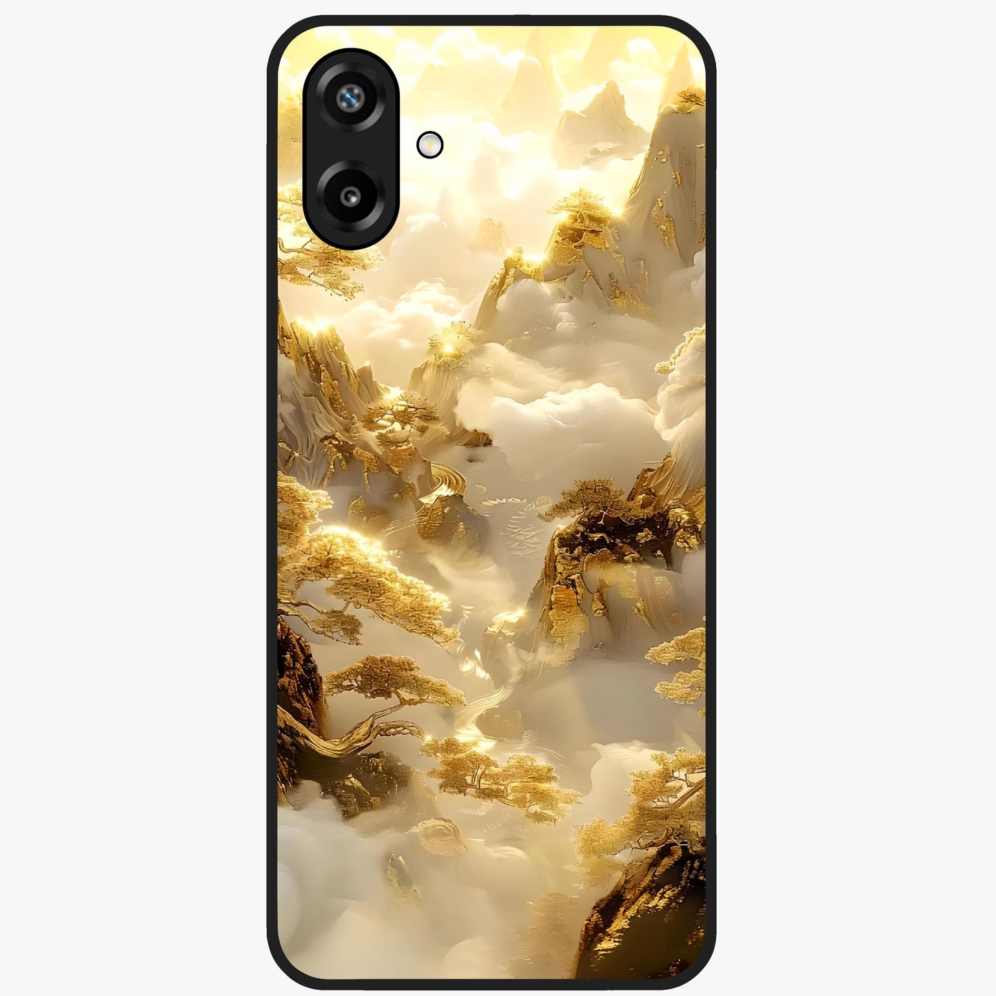 Gates Of Illumination Glass Case showing flat back view with mystical illuminated gate artwork and glossy glass finish.
