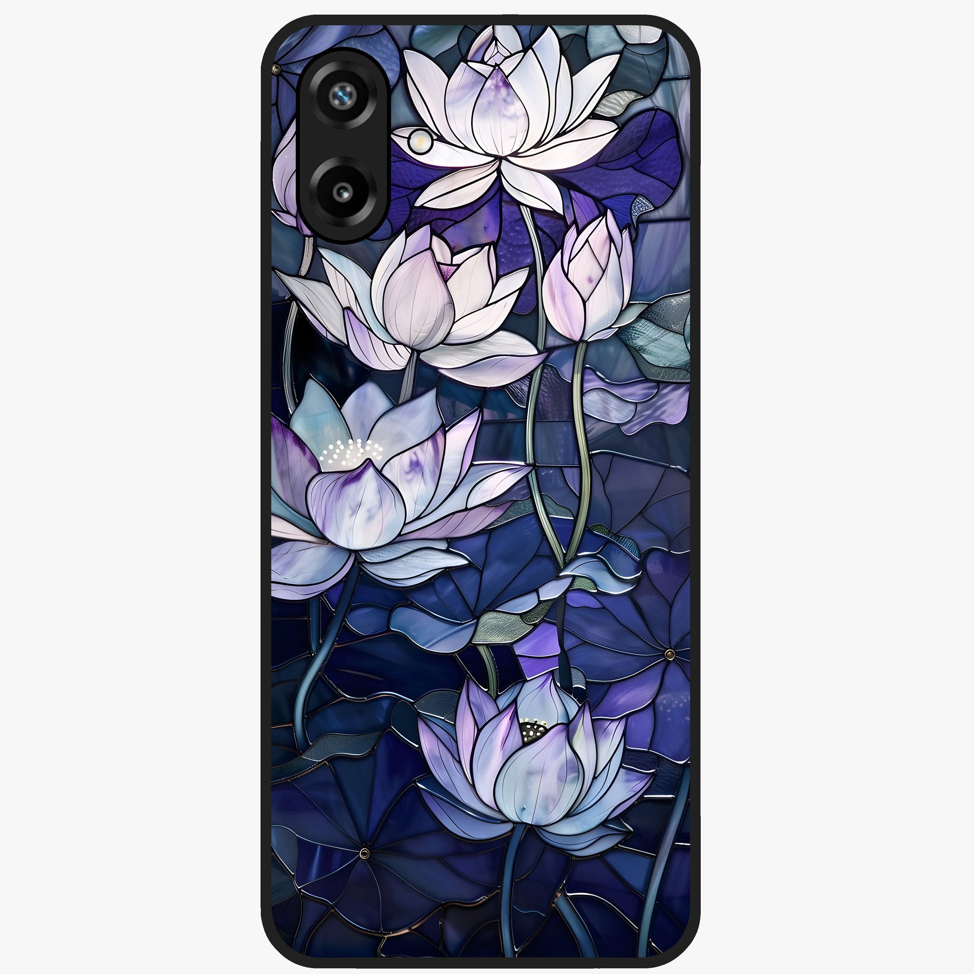 Gloss Petal Rush Glass Case showing flat back view with glossy flower petal artwork and smooth glass finish.