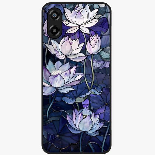 Gloss Petal Rush Glass Case showing flat back view with glossy flower petal artwork and smooth glass finish.